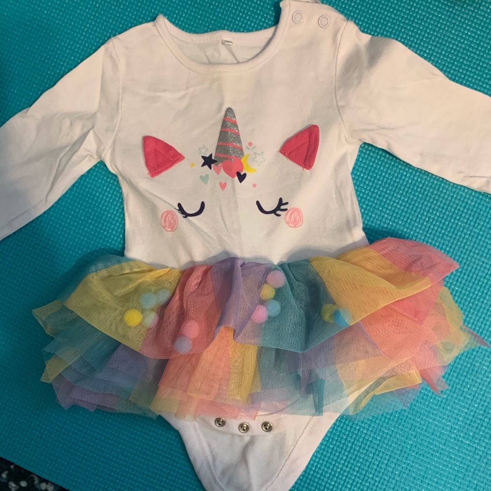 Unicorn onesie tutu with tights